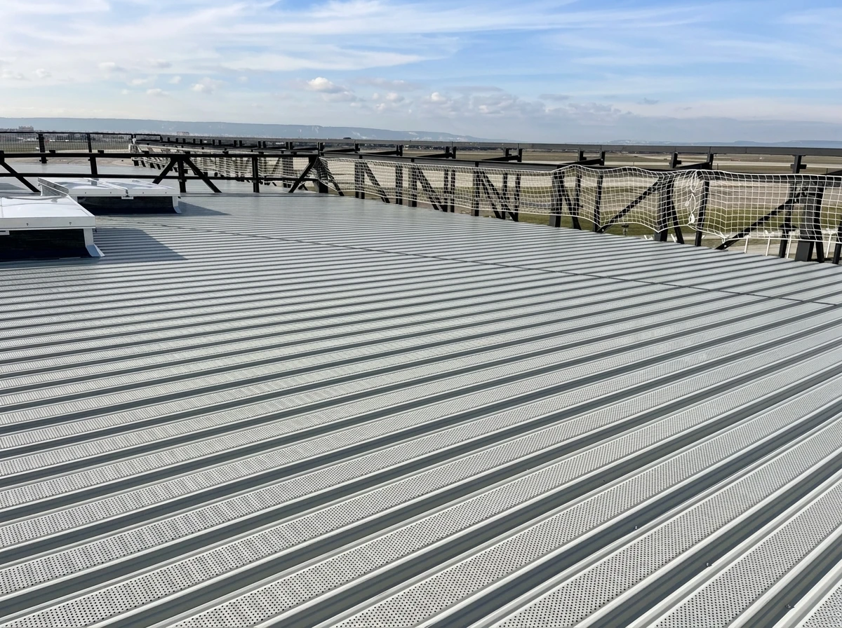 Ouvrier professionnel à genoux sur terrasse en bois appliquant une finition protectrice avec rouleau à peinture